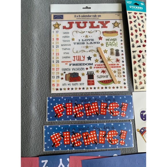 July & Patriotic Themed Sticker & Rub-On Set For Scrapbooking - Picture 2 of 12